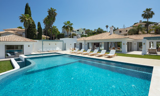 Contemporary, Mediterranean, luxury villa for sale, frontline golf in a gated urbanization in Nueva Andalucia, Marbella 40914 