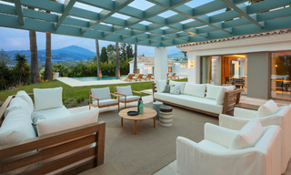 Contemporary, Mediterranean, luxury villa for sale, frontline golf in a gated urbanization in Nueva Andalucia, Marbella 40924 