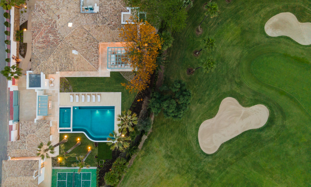 Contemporary, Mediterranean, luxury villa for sale, frontline golf in a gated urbanization in Nueva Andalucia, Marbella 40932