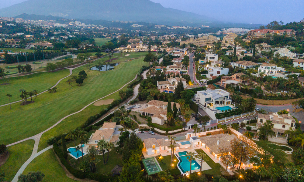 Contemporary, Mediterranean, luxury villa for sale, frontline golf in a gated urbanization in Nueva Andalucia, Marbella 40933