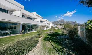 High quality, modern, garden apartment for sale with 3 bedrooms and panoramic sea views in the heart of Nueva Andalucia in Marbella 42880 