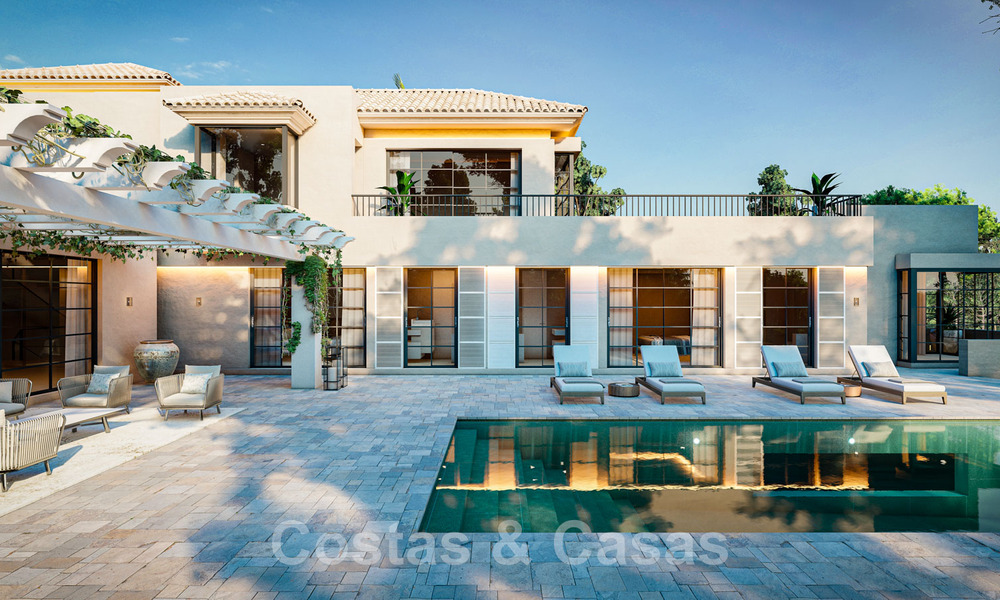 Mundane, luxury villa for sale in contemporary style, within walking distance of all amenities and the beaches of the Golden Mile, Marbella 43180