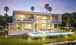 New modernist luxury villas for sale, with privacy and sea views, in a gated community in the hills of Marbella 43379 