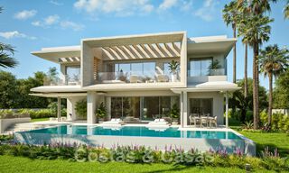 New modernist luxury villas for sale, with privacy and sea views, in a gated community in the hills of Marbella 43380 