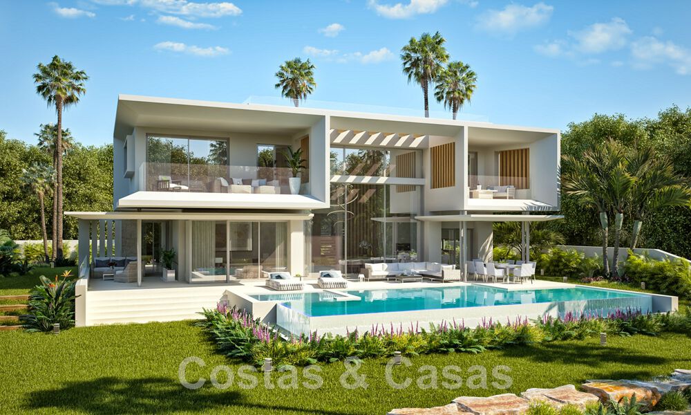 New modernist luxury villas for sale, with privacy and sea views, in a gated community in the hills of Marbella 43387