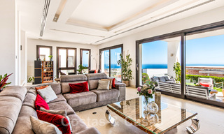 Contemporary, elevated luxury villa for sale with panoramic sea views situated in Marbella East 43817 