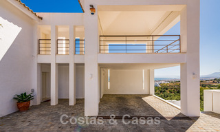 Contemporary, elevated luxury villa for sale with panoramic sea views situated in Marbella East 43840 