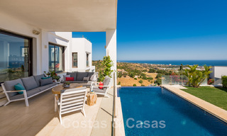 Contemporary, elevated luxury villa for sale with panoramic sea views situated in Marbella East 43842 