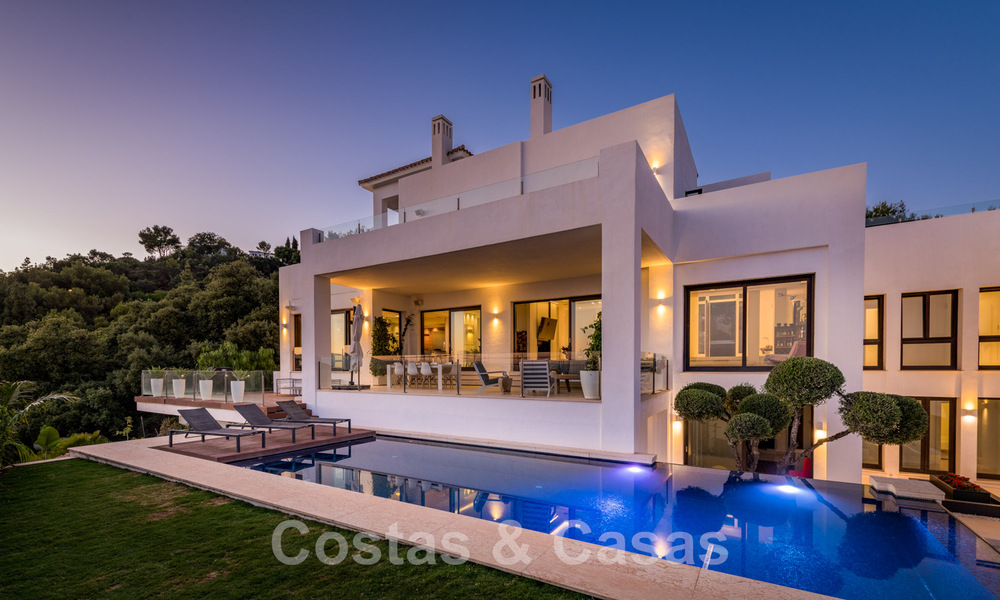 Contemporary, elevated luxury villa for sale with panoramic sea views situated in Marbella East 43856