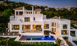 Contemporary, elevated luxury villa for sale with panoramic sea views situated in Marbella East 43863 