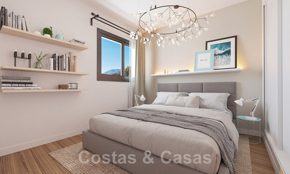 Luxurious new built apartments in contemporary style for sale with spacious terrace and panoramic sea views in Estepona town 44288