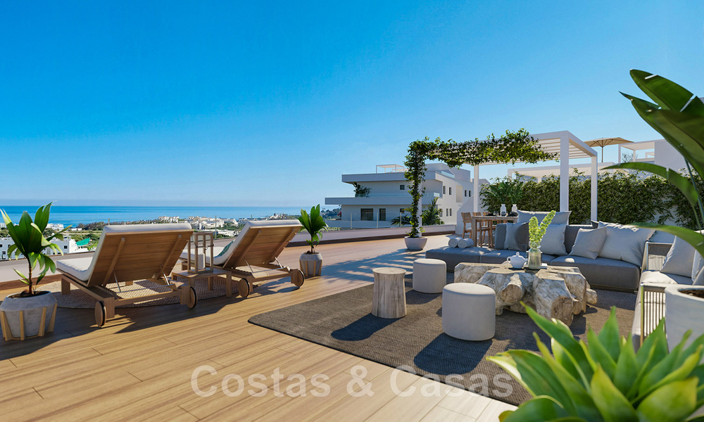 Luxurious new built apartments in contemporary style for sale with spacious terrace and panoramic sea views in Estepona town 44296