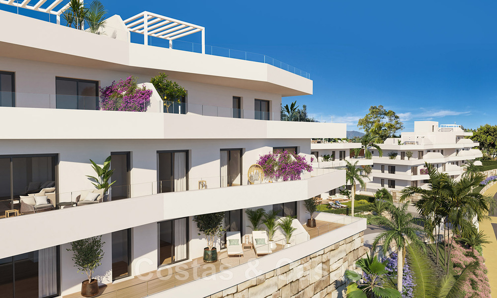 Luxurious new built apartments in contemporary style for sale with spacious terrace and panoramic sea views in Estepona town 44299