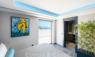 Avant-garde beach villa in a sleek modern style for sale, frontline beach in Mijas Costa, Costa del Sol 44428 