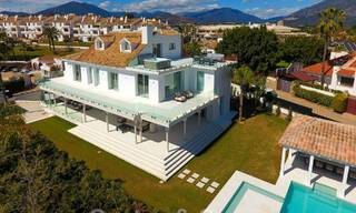 Unique luxury villa for sale in a modern, Andalusian architectural style, with sea views, within walking distance of Puerto Banus, Marbella 45839 