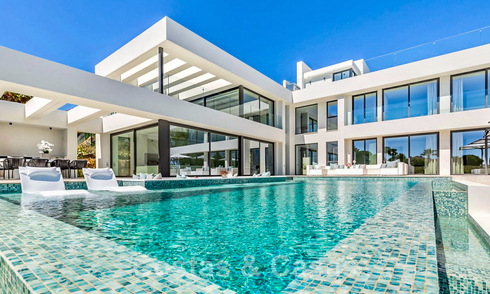 New, modernist designer villa for sale with panoramic views, located on the New Golden Mile in Marbella - Benahavis 45636