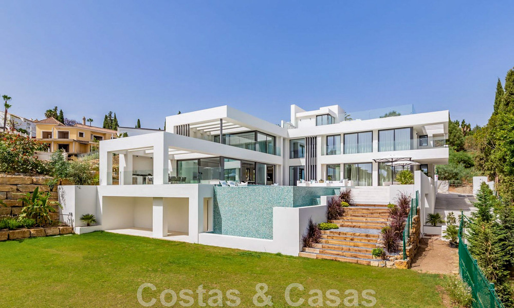 New, modernist designer villa for sale with panoramic views, located on the New Golden Mile in Marbella - Benahavis 45650
