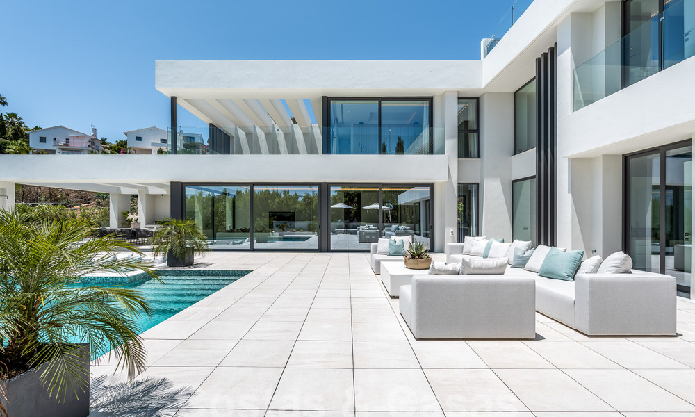 New, modernist designer villa for sale with panoramic views, located on the New Golden Mile in Marbella - Benahavis 53670