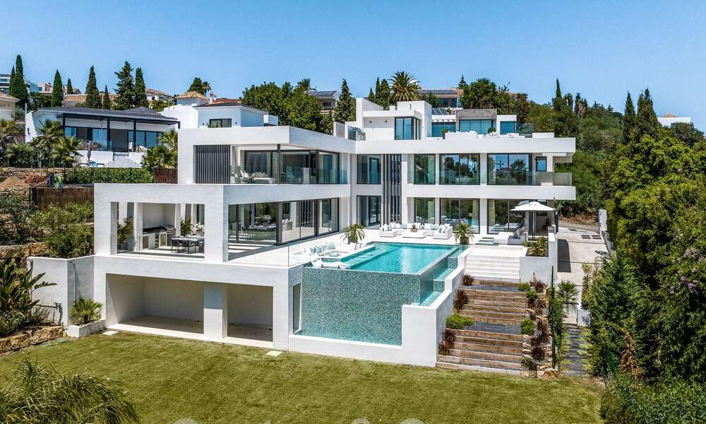 New, modernist designer villa for sale with panoramic views, located on the New Golden Mile in Marbella - Benahavis 53676