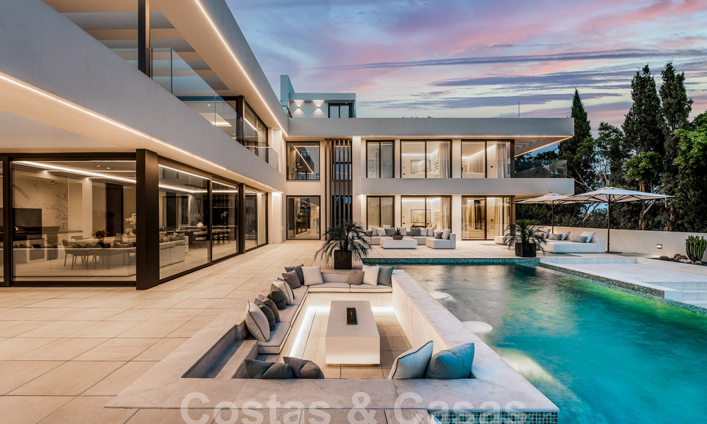 New, modernist designer villa for sale with panoramic views, located on the New Golden Mile in Marbella - Benahavis 53683