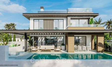 Elegant, modern, new villas for sale with panoramic views close to the golf course in Mijas' golf valley on the Costa del Sol 49058
