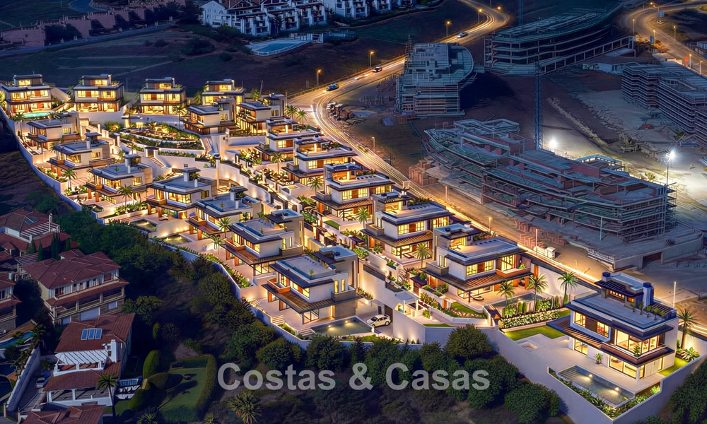 Elegant, modern, new villas for sale with panoramic views close to the golf course in Mijas' golf valley on the Costa del Sol 795612