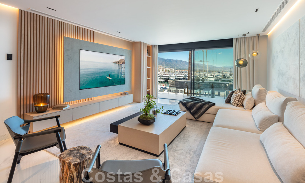 Modern renovated luxury apartment for sale, frontline in Puerto Banus' iconic marina, Marbella 46280