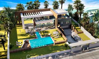 Plot + modern new villa with sea view in a luxury residential project for sale, close to the beach in Manilva, Costa del Sol 46468 