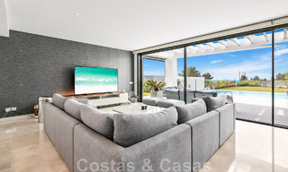 Move-in ready, contemporary villa for sale with sea views, in a gated villa development on the border of Mijas and Marbella 46093 