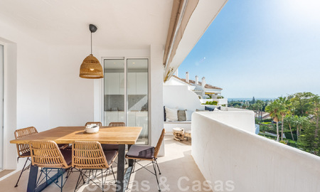 Contemporary renovated penthouse for sale with sea views within walking distance of all amenities, the beach and Puerto Banus in Nueva Andalucia, Marbella 47012