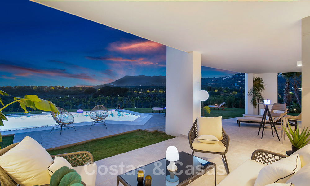 Spacious luxury villa for sale, designed in modern architectural style, with golf and sea views in a gated golf resort just east of Marbella centre 47336