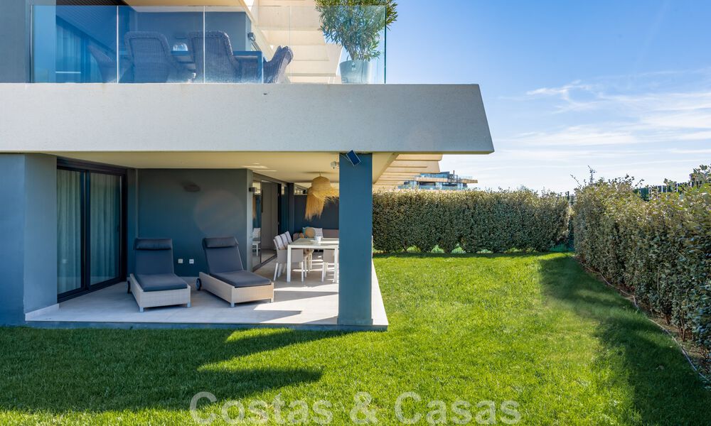 Contemporary corner apartment for sale with a large private garden on the coveted New Golden Mile between Marbella and Estepona 47168