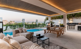 New on the market! Unique villa for sale, with cosy outdoor spaces and panoramic views in Nueva Andalucia, Marbella. Walking distance to Puerto Banus. 47584 