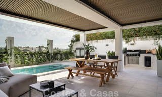 New on the market! Unique villa for sale, with cosy outdoor spaces and panoramic views in Nueva Andalucia, Marbella. Walking distance to Puerto Banus. 47586 
