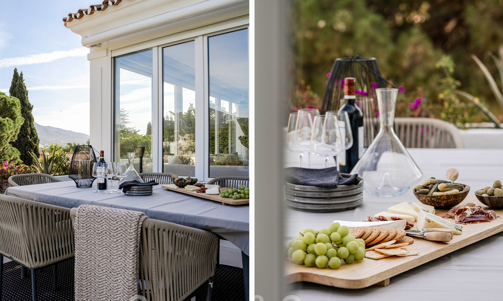 Detached Mediterranean villa for sale within walking distance of amenities overlooking the golf valley and mountain scenery in Nueva Andalucia, Marbella 47540