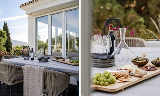 Detached Mediterranean villa for sale within walking distance of amenities overlooking the golf valley and mountain scenery in Nueva Andalucia, Marbella 47540 