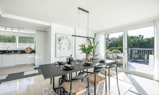 Detached Mediterranean villa for sale within walking distance of amenities overlooking the golf valley and mountain scenery in Nueva Andalucia, Marbella 47549 