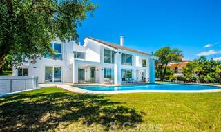 Detached villa for sale designed with modern architecture on a high position with panoramic mountain and sea views, in an exclusive urbanisation in East Marbella 48016 