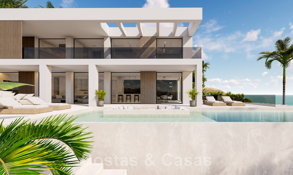 New designer villa for sale with panoramic sea views in quiet area within walking distance to the beach in Manilva, Costa del Sol 48074