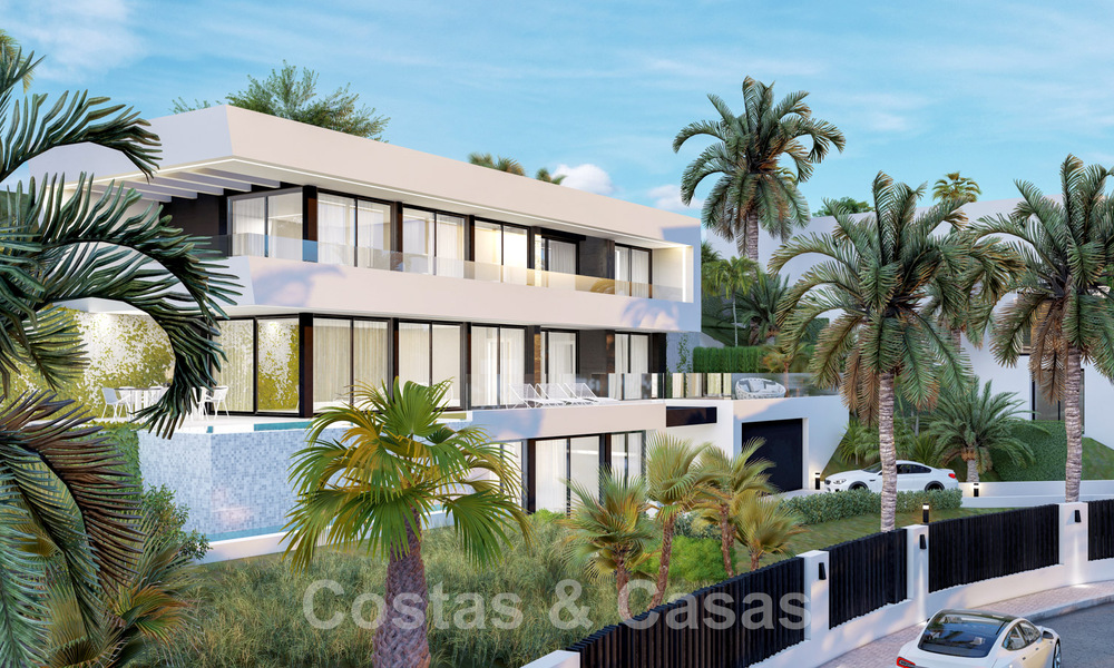 New! 2 modernist luxury villas for sale, nestled in a green area, with panoramic sea views east of Marbella centre 48104