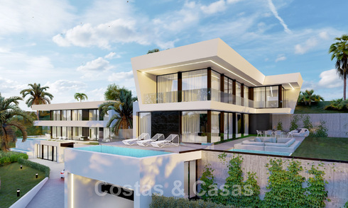 New! 2 modernist luxury villas for sale, nestled in a green area, with panoramic sea views east of Marbella centre 48109