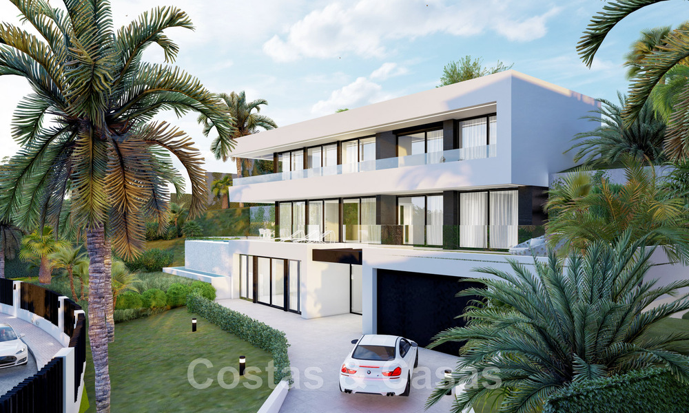 New! 2 modernist luxury villas for sale, nestled in a green area, with panoramic sea views east of Marbella centre 48110