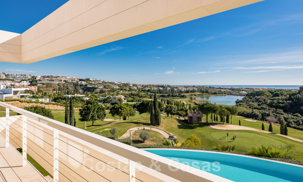 Frontline golf luxury villa in an elegant modern style with stunning golf and sea views for sale in Los Flamingos Golf resort in Marbella - Benahavis 48953