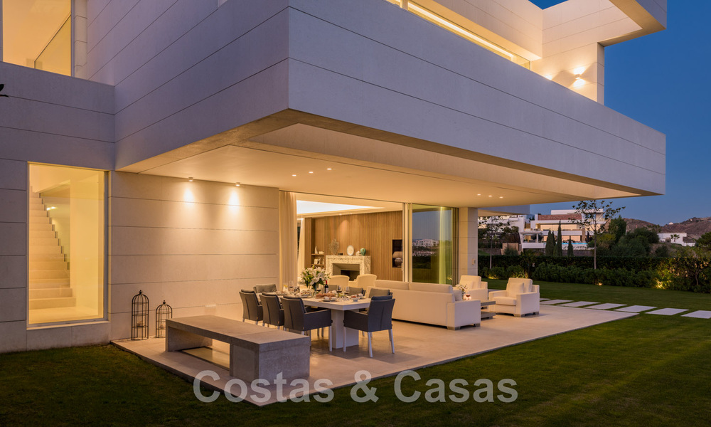 Frontline golf luxury villa in an elegant modern style with stunning golf and sea views for sale in Los Flamingos Golf resort in Marbella - Benahavis 48972