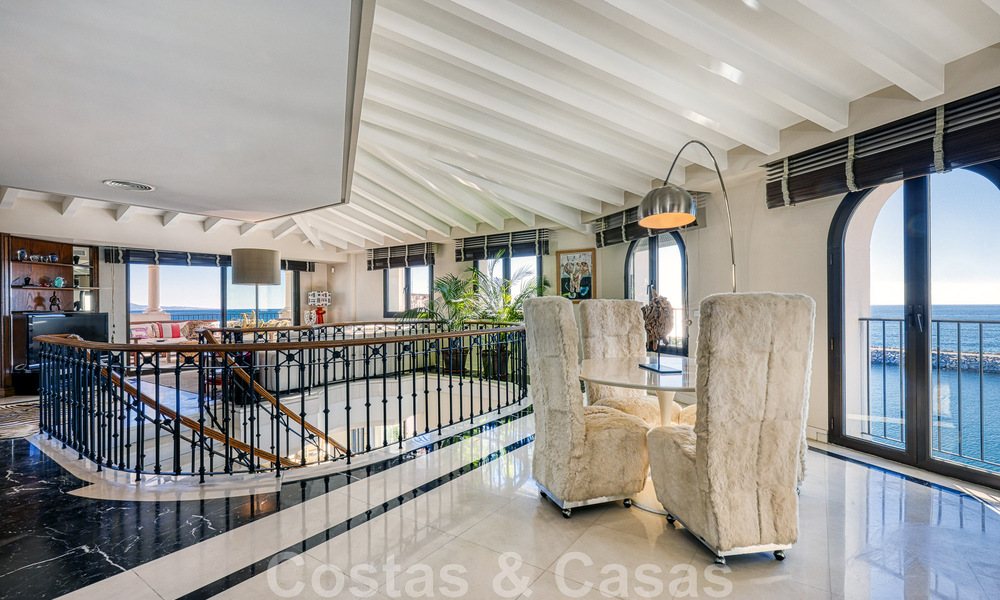 Gigantic duplex penthouse for sale with breath-taking sea views on frontline beach in Puerto Banus' marina, Marbella 49143