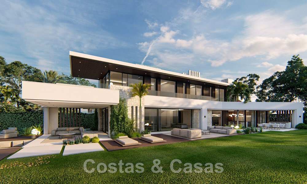 New contemporary designer villa for sale a stone's throw from the New Golden Mile beach, between Marbella and Estepona 50028