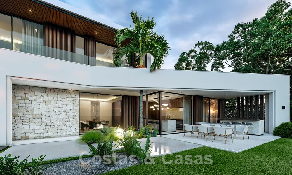 New contemporary designer villa for sale a stone's throw from the New Golden Mile beach, between Marbella and Estepona 50029