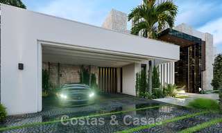 New contemporary designer villa for sale a stone's throw from the New Golden Mile beach, between Marbella and Estepona 50032 