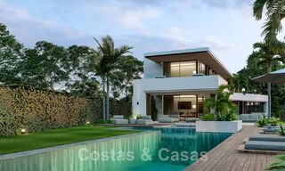New contemporary designer villa for sale a stone's throw from the New Golden Mile beach, between Marbella and Estepona 50033 