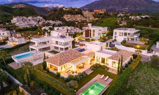 Detached, Mediterranean luxury villa for sale with heated pool and sea views surrounded by golf courses in Nueva Andalucia, Marbella 50734 